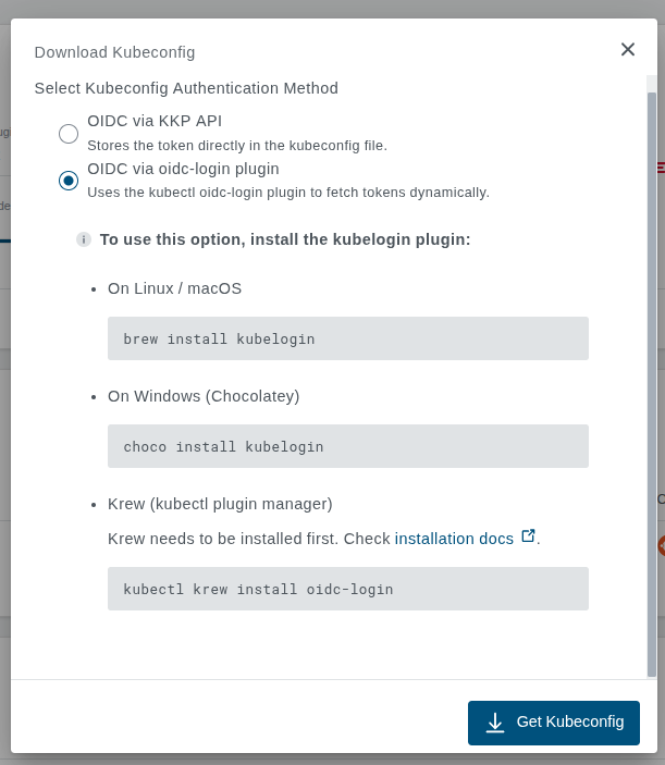 Download kubeconfig